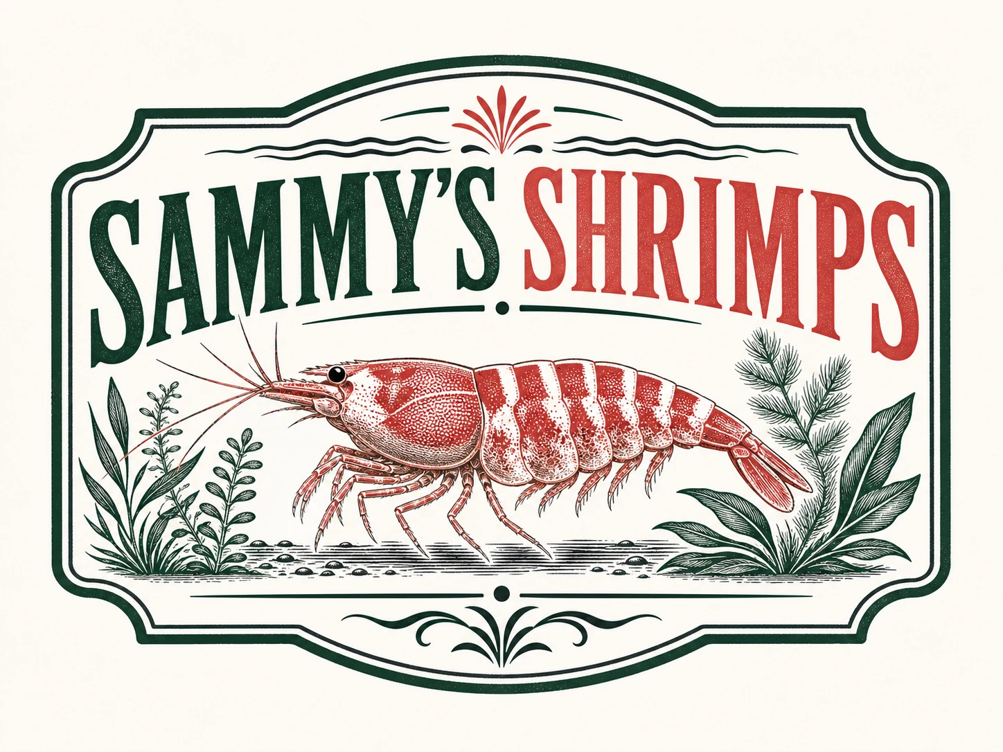 Sammy's Shrimps illustrated freshwater shrimp emblem
